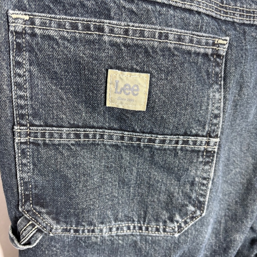 Y2K Lee Dungarees Carpenter Jeans Mens 40x30 Dark Wash Denim Utility Work Pants - Picture 2 of 6
